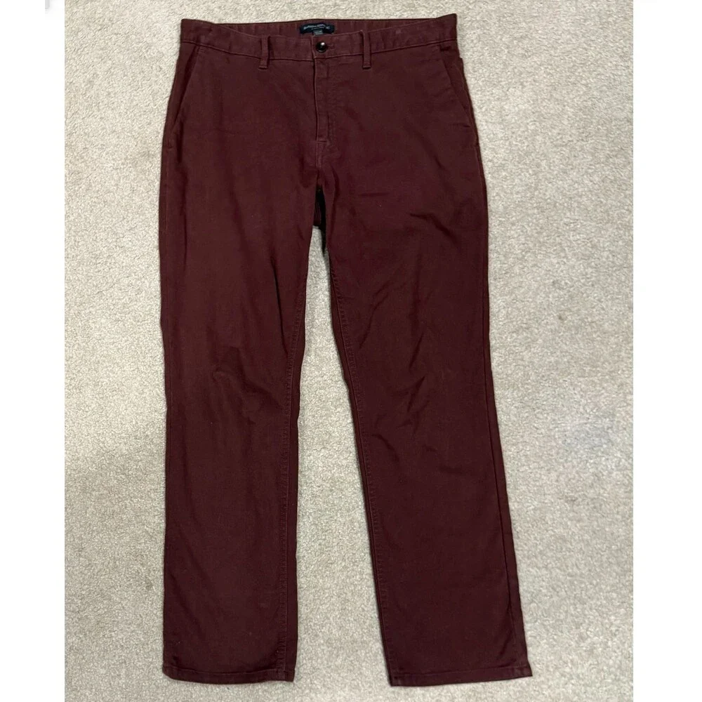 Banana Republic Aiden Red Chino Pants Men 33x30 Slim Fit Stretch Flat Front Golf